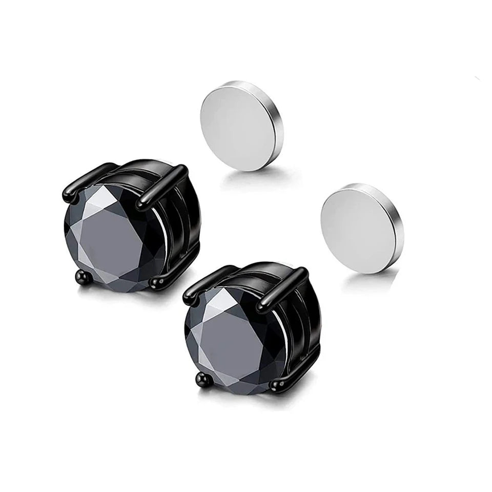 Punk round Zircon Magnetic Ear Studs Crystal CZ Non Piercing Jewelry for Men And Women Strong Magnet Clip Earrings
