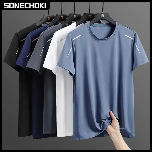 Men's Ice Silk Quick-Dry Running Shirt – Loose Fit Sport Tee