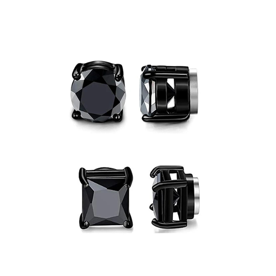 Punk round Zircon Magnetic Ear Studs Crystal CZ Non Piercing Jewelry for Men And Women Strong Magnet Clip Earrings