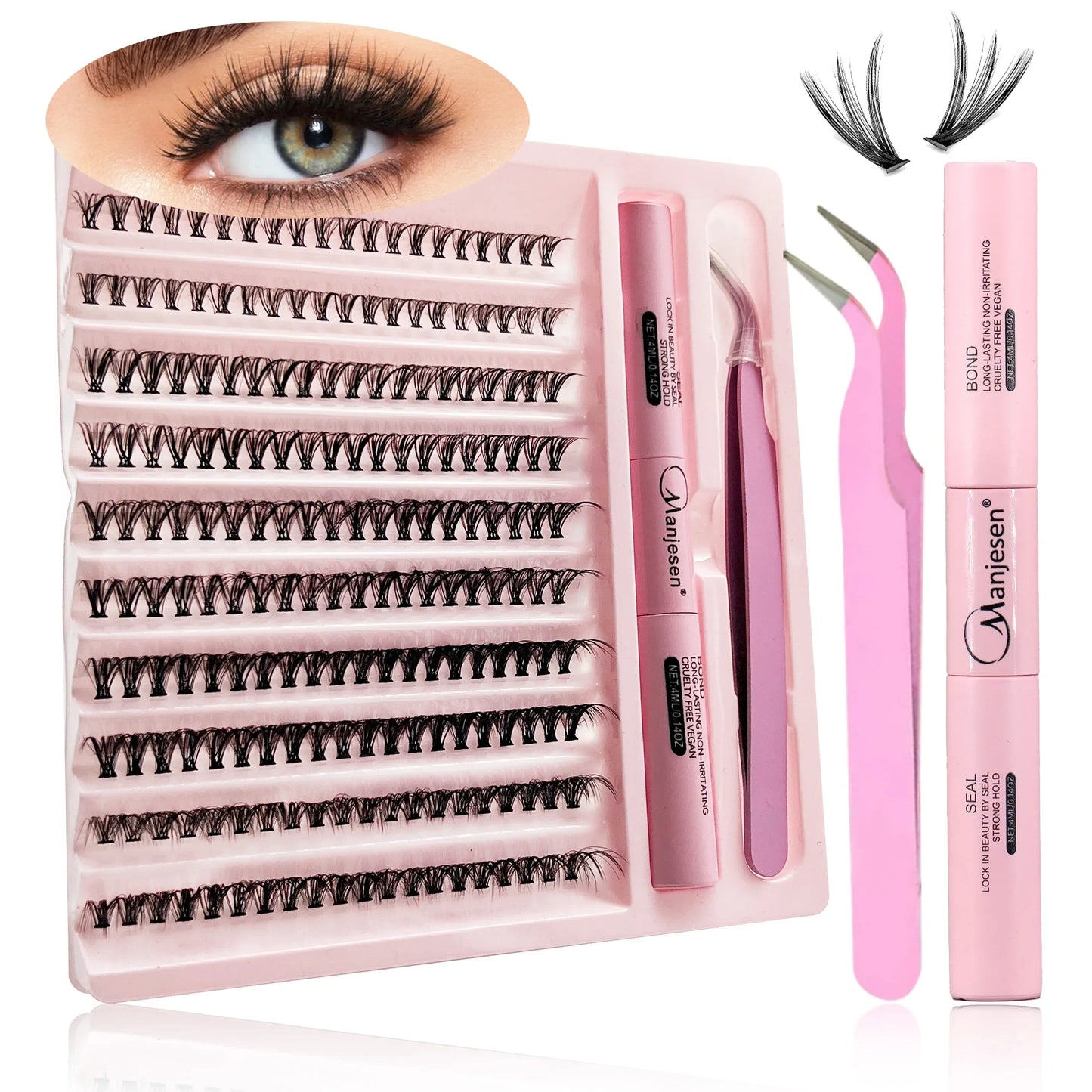 DIY Wimpers Extension Kit Wimpers 200 Stuks Clusters Wimpers Bond en Seal Make-up Tools voor Wimpers Lijmen Lijm Accessoires