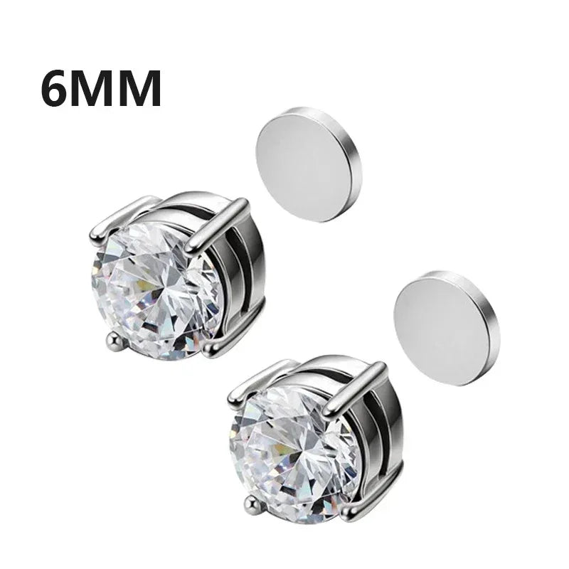 Punk round Zircon Magnetic Ear Studs Crystal CZ Non Piercing Jewelry for Men And Women Strong Magnet Clip Earrings