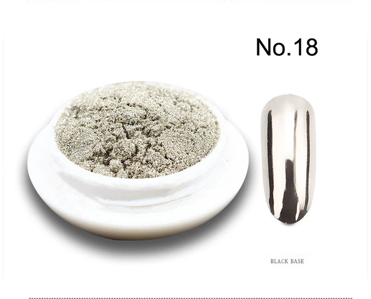 Chrome Mirror Nail Powder – Holographic Laser Silver & Gold Glitter Pigment
