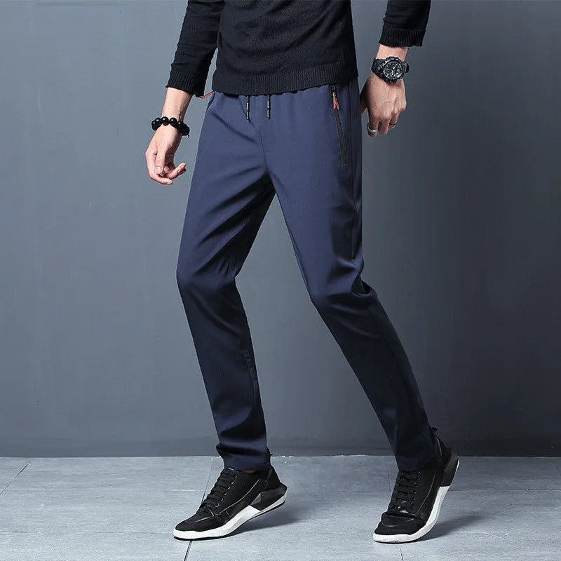 Summer hot selling men's ice silk quick drying casual pants slim fit ice silk sports pants straight tube quick drying