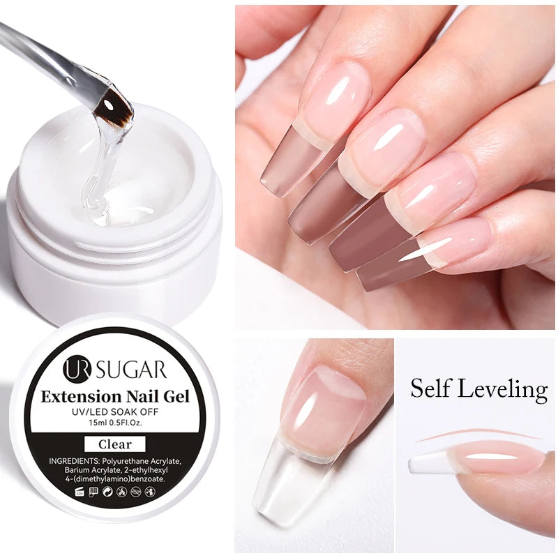 UR SUGAR 15ml Box Extension Nail Gel Jelly Pink White Clear UV Gel Hard Gel Extension Gel Nails Finger French Nail Art Manicure