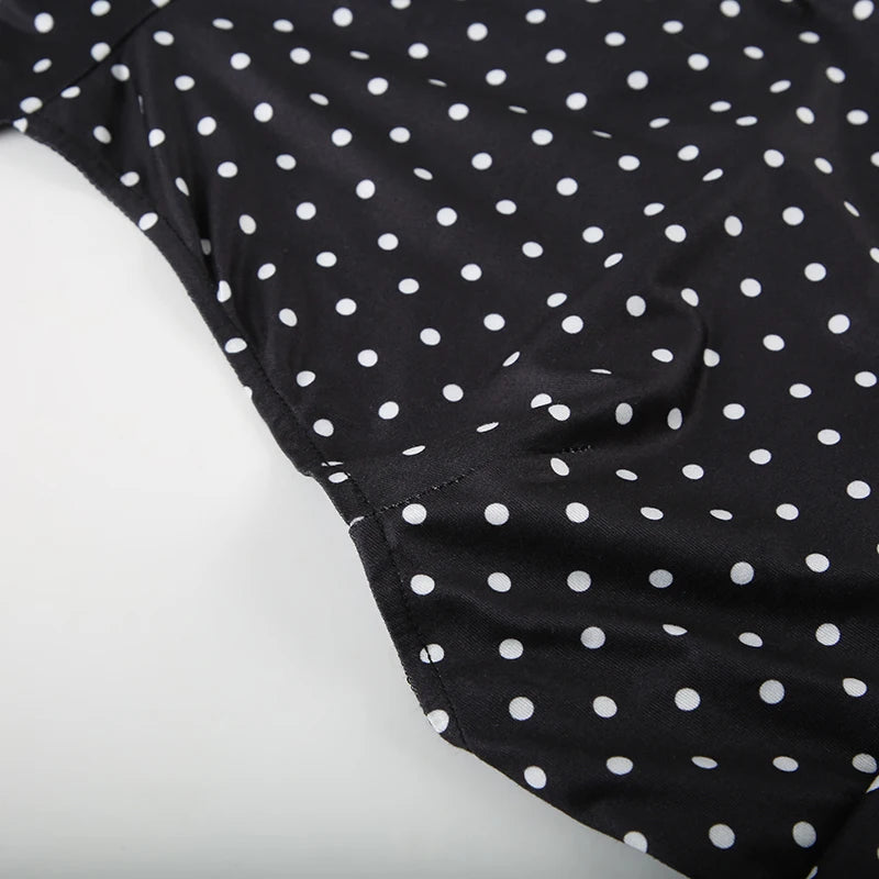 SUCHCUTE Polka Dot Halter Mini Dress – Backless Sleeveless Summer Party Dress