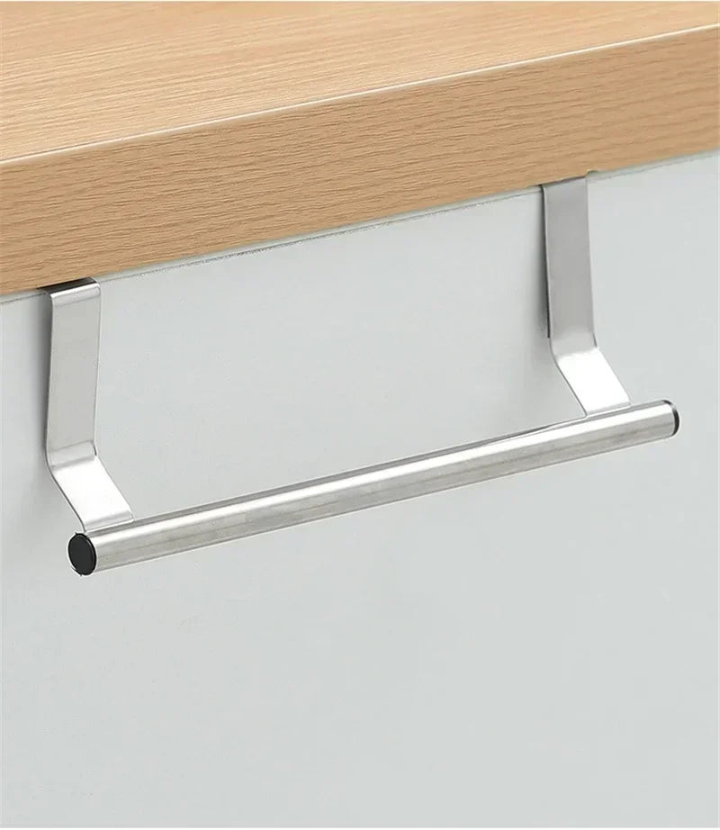 Kitchen Cabinet Door Towel Bar Stainless Steel Door Back Towel Hanging Holder Bathroom Punch-free Towels Hooks Home Organizer