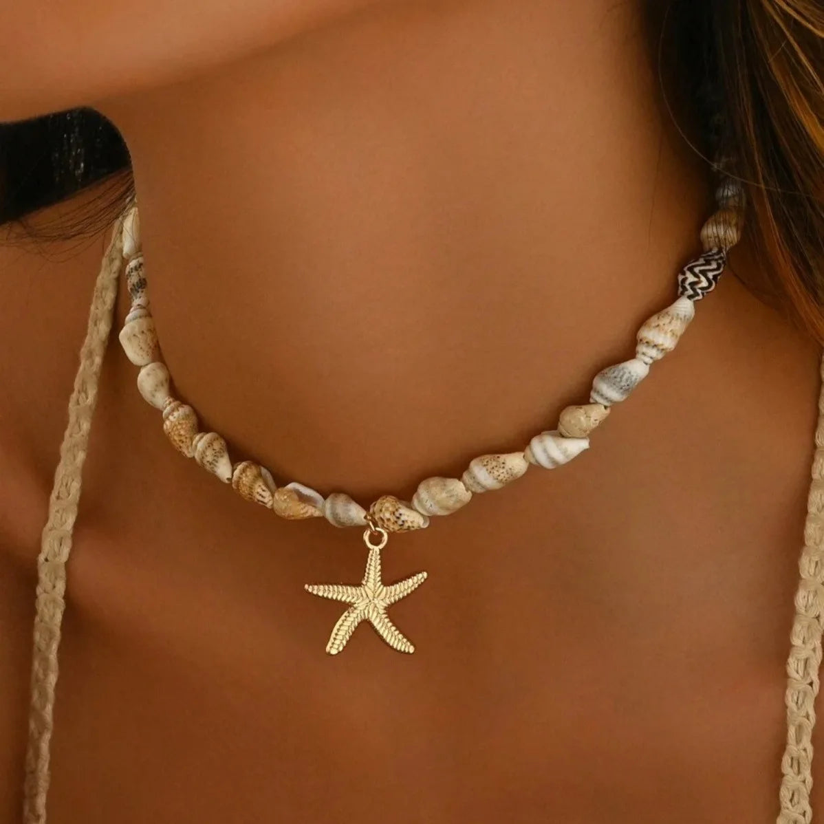 New Beach Style Seashell Necklace Beaded Choker Necklaces for Women Handmade Starfish Pendant Fashion Ocean Украшения Чокер