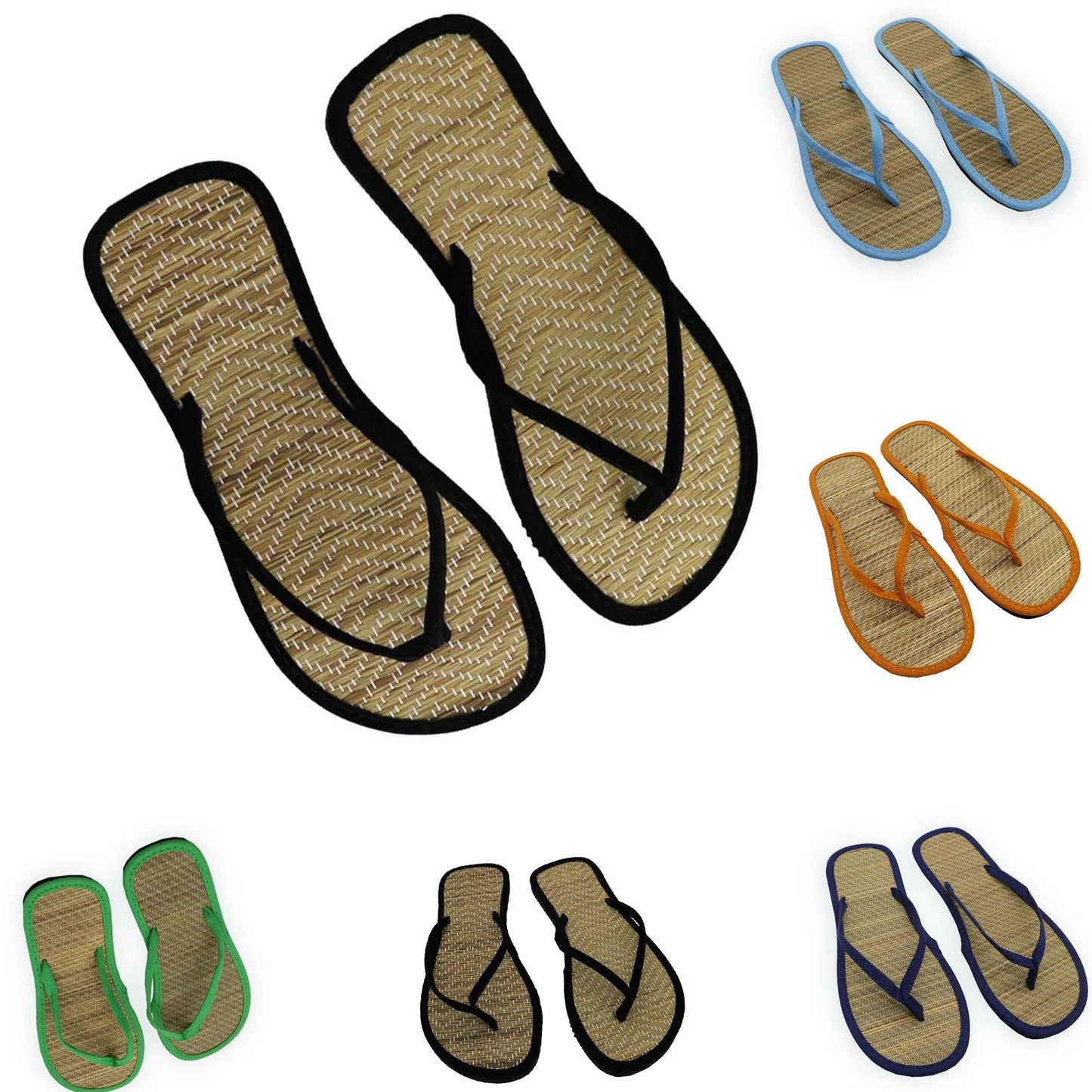 2023 Women Flat Flip-flops Slippers Comfortable Non-slip Sandals Bamboo Rattan Flip Flop Home Bathroom Fashion Slippers Zapatos