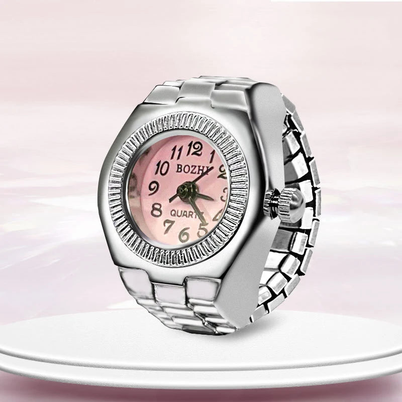 Vintage Y2K Finger Watch Rings for Women Men Elastic Stretchy Roman Quartz Mini Watches Rings Punk anillos Gift