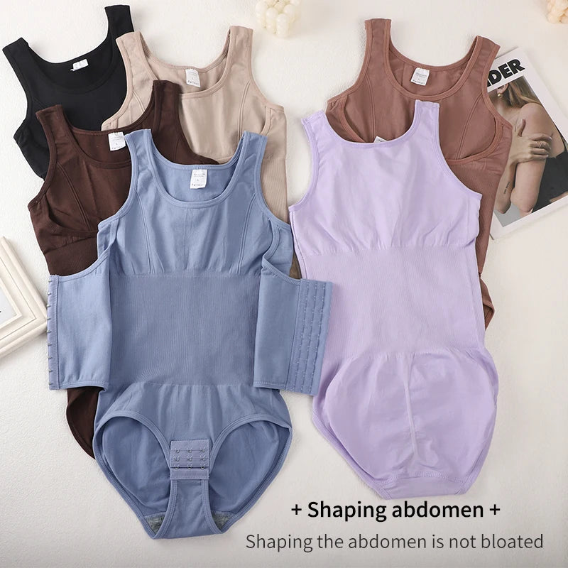Double-Breasted Tummy Control Bodysuit – Postpartum Slimming Waist Trainer Corset