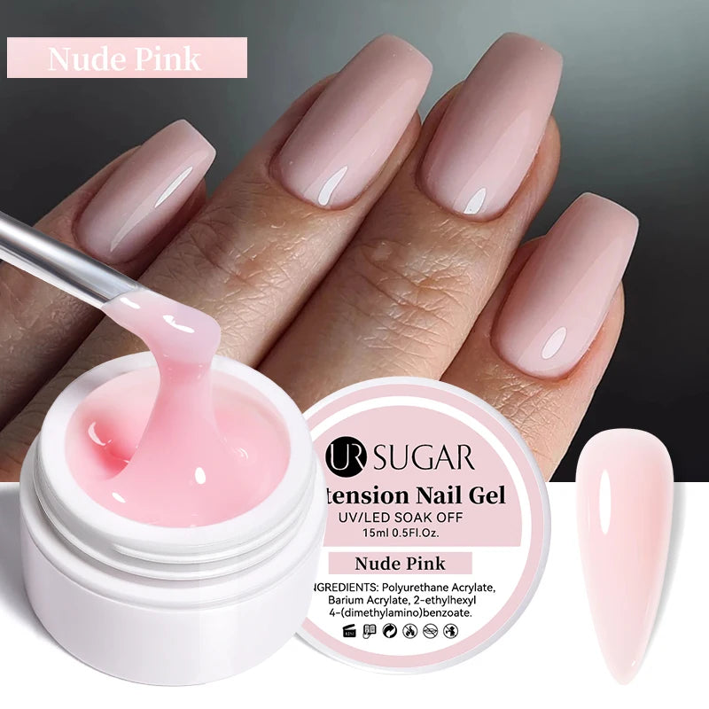 UR SUGAR 15ml Box Extension Nail Gel Jelly Pink White Clear UV Gel Hard Gel Extension Gel Nails Finger French Nail Art Manicure