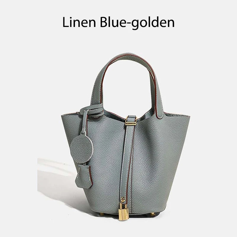 MENDY Genuine Leather Bucket Bag – Premium Large Tote Handbag for Women