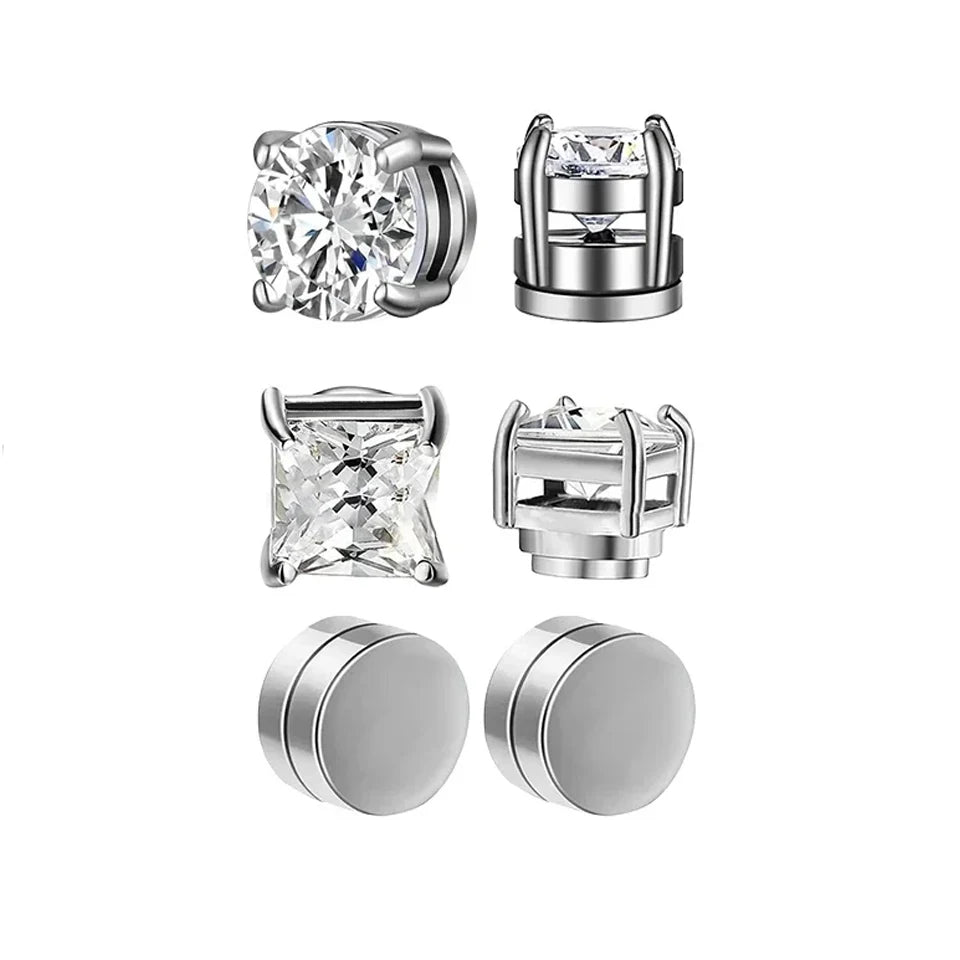 Punk round Zircon Magnetic Ear Studs Crystal CZ Non Piercing Jewelry for Men And Women Strong Magnet Clip Earrings