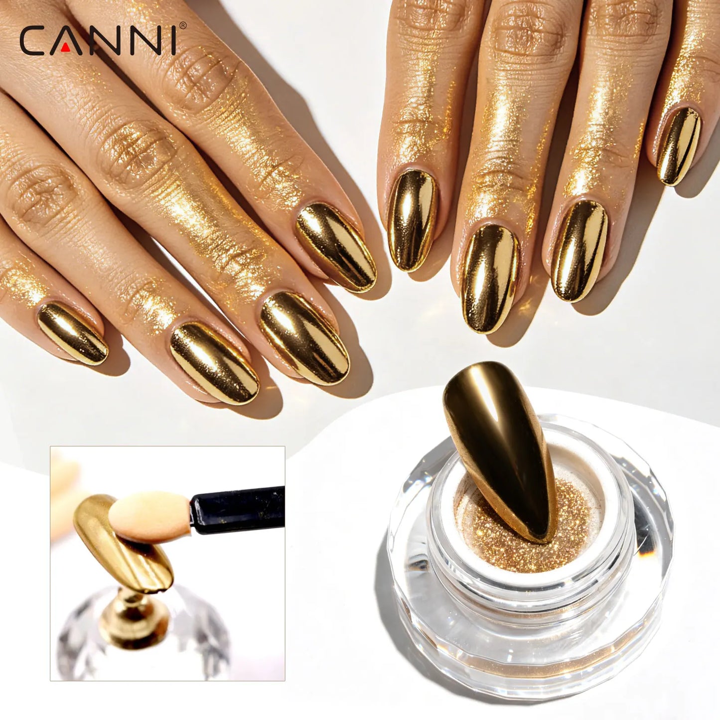CANNI Mirror Chrome Nail Powder Aurora Effect Pearl Pigment Dust for UV Gel Nails Metallic Nail Art Decoration DIY Design