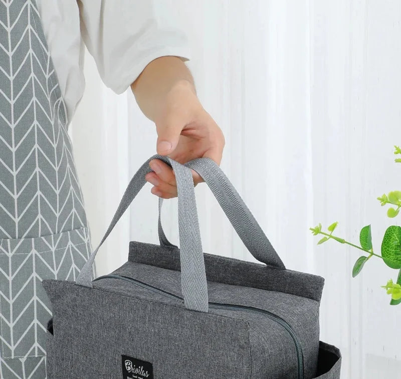Insulated Lunch Bag with Side Pockets – Beverage & Bento Storage Tote