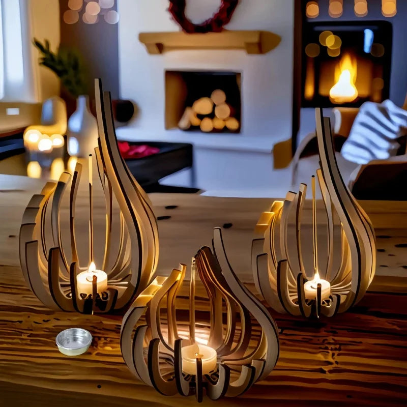 Streamline Wooden DIY Candle Holder – Handmade Warm Atmosphere Décor