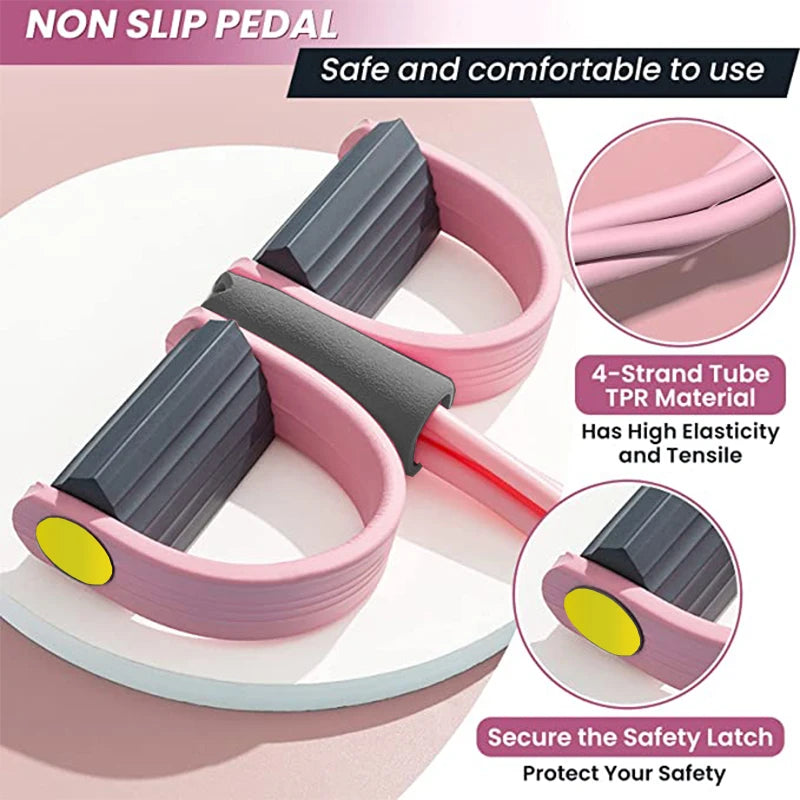 4-Tube Yoga Resistance Band Set – Pedal Puller for Abs, Waist & Arm Training