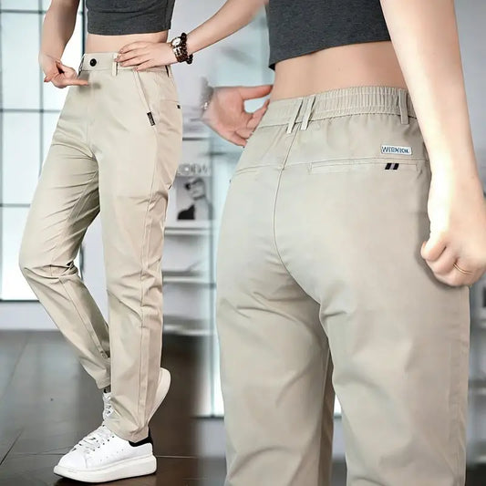 Men's Ice Silk Slim Business Trousers – Breathable Summer Casual Pants