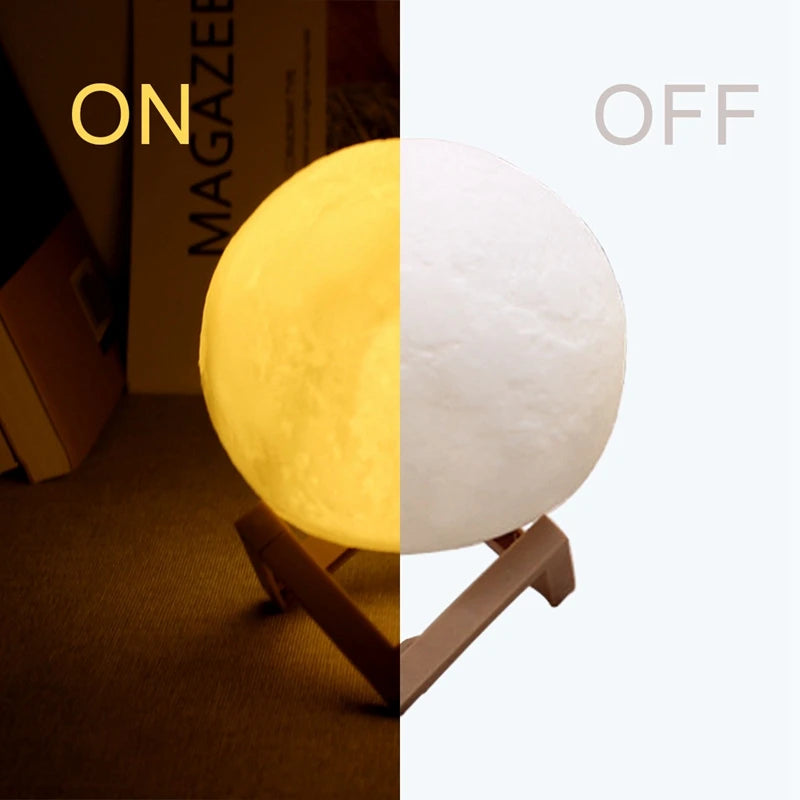 Moon Lamp LED Night Light – Battery Powered with Stand for Bedroom Décor & Kids