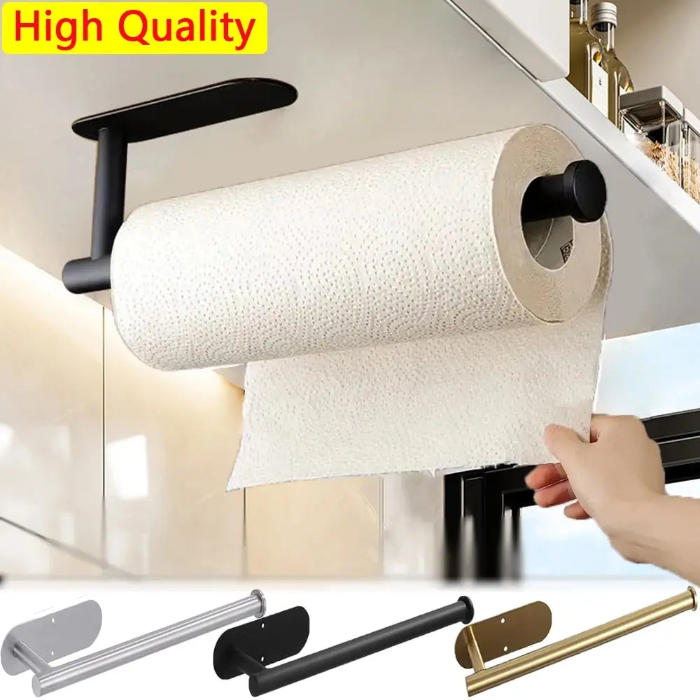 Adhesive Kitchen Paper Towel Holder – Wall-Mount Tissue & Roll Dispenser