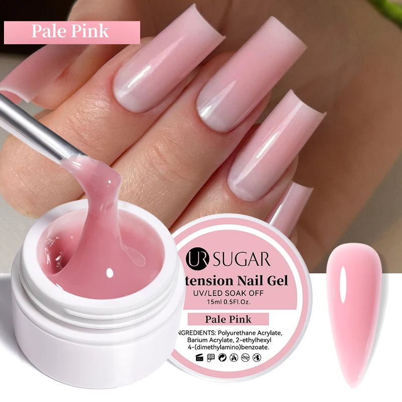 UR SUGAR 15ml Box Extension Nail Gel Jelly Pink White Clear UV Gel Hard Gel Extension Gel Nails Finger French Nail Art Manicure