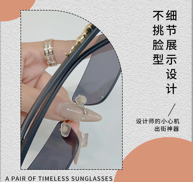 Frameless Rectangular Vintage Sunglasses – UV400 Personalised Eyewear for Men & Women