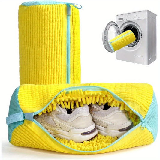 Durable Mesh Shoe Wash Bag with Zipper & Plush Lining - Protects Sneakers/Casual Shoes in Washing Machine, Reusable Laundry Bag