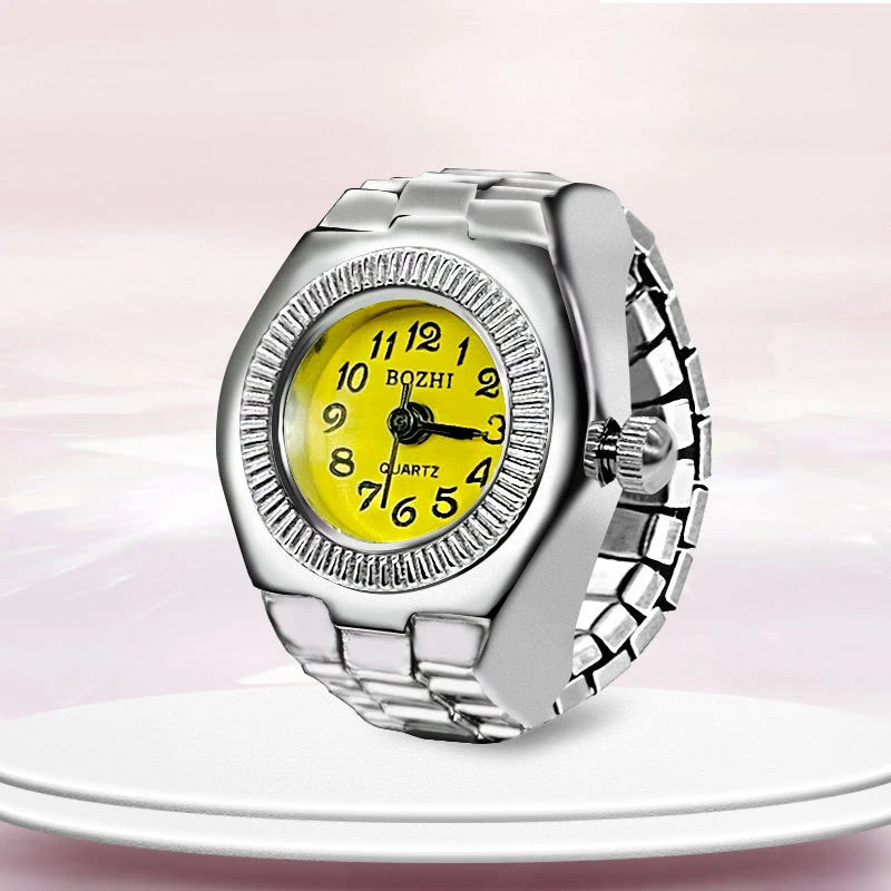 Vintage Y2K Finger Watch Rings for Women Men Elastic Stretchy Roman Quartz Mini Watches Rings Punk anillos Gift