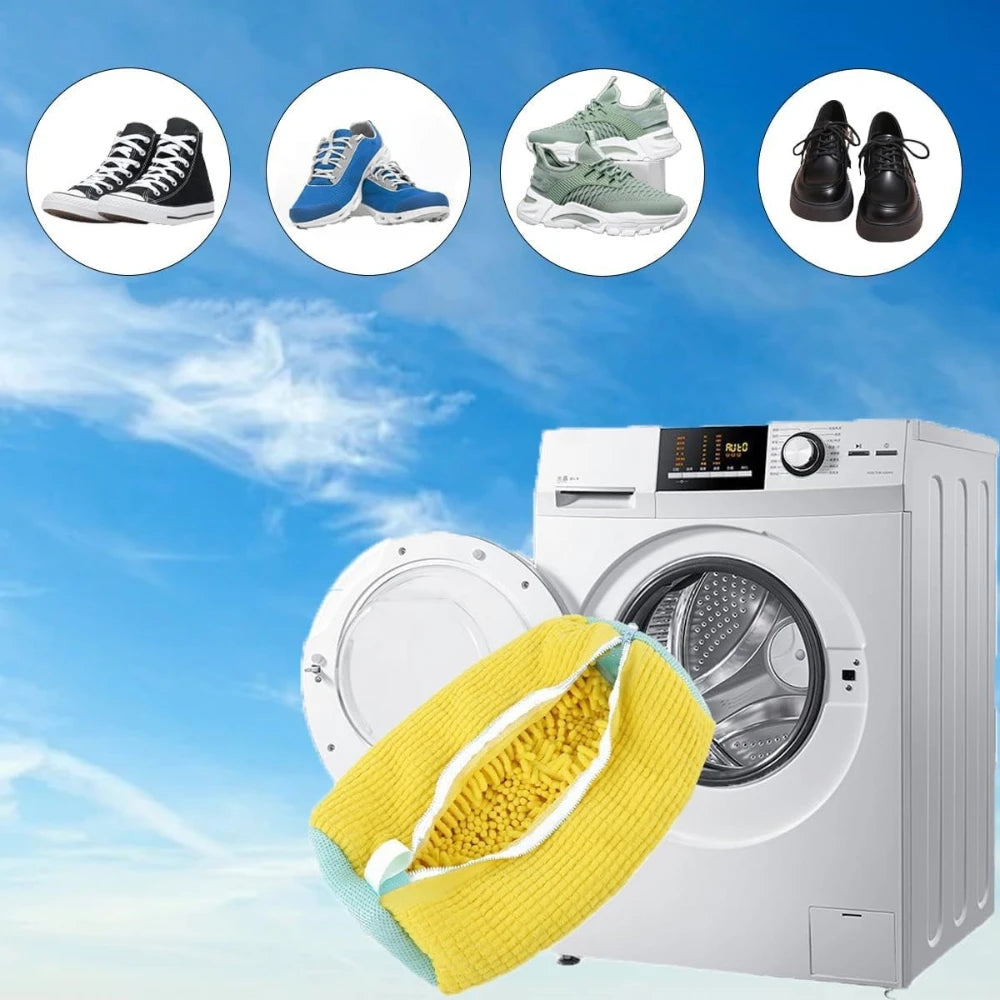 Durable Mesh Shoe Wash Bag with Zipper & Plush Lining - Protects Sneakers/Casual Shoes in Washing Machine, Reusable Laundry Bag
