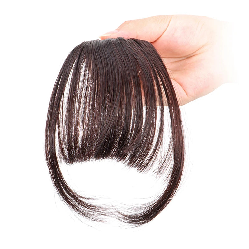 Synthetic Air Bangs Sideburns Short Straight Clip in Bangs Fake Front Hairpiece for Women Daily Use Easy to Wear