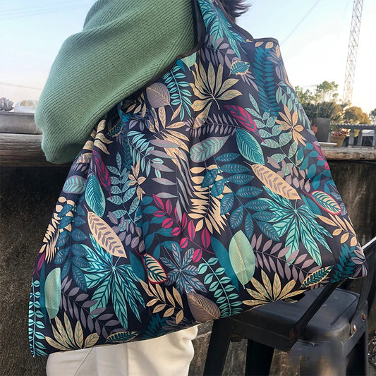 Foldable Waterproof Reusable Shopping Bag – Portable Grocery Shoulder Tote