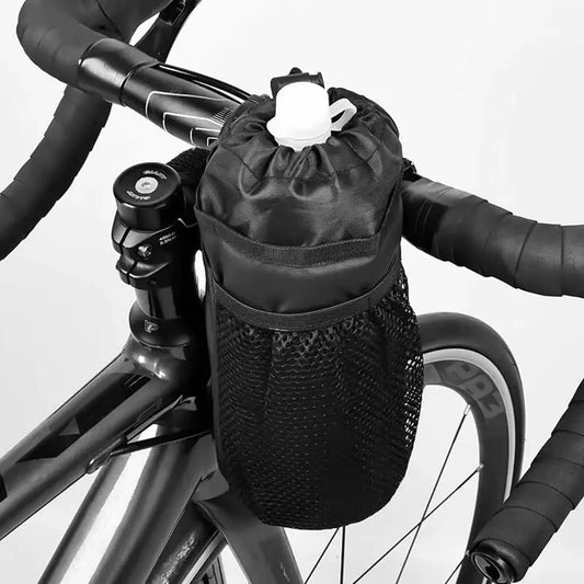 Universal bicycle insulated water bottle holder bag with mesh pocket suitable for walking off-road mountain biking