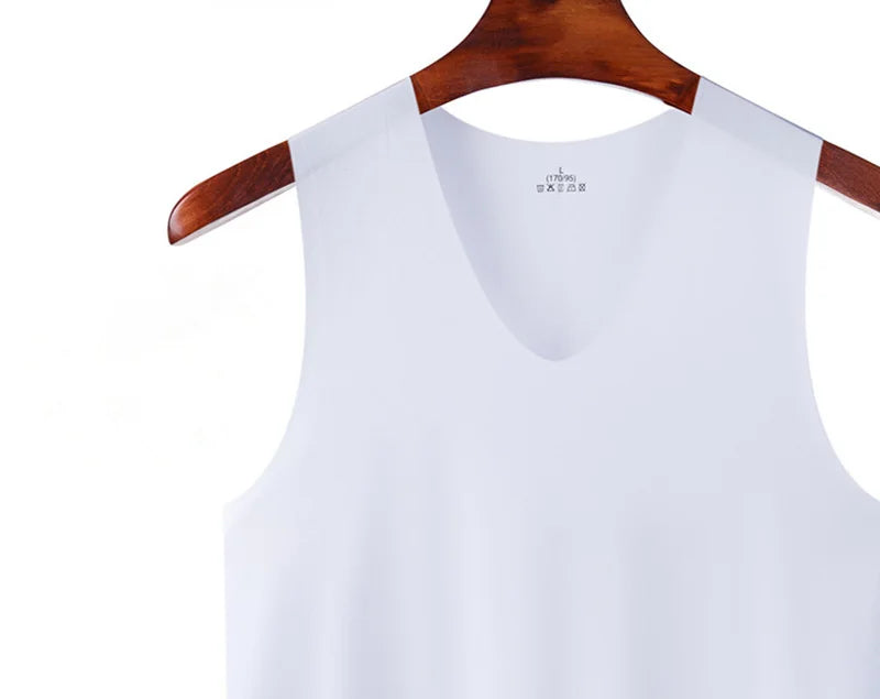 Men's Ice Silk Sleeveless Vest – Slim Fit Breathable Sports Fitness Undershirt