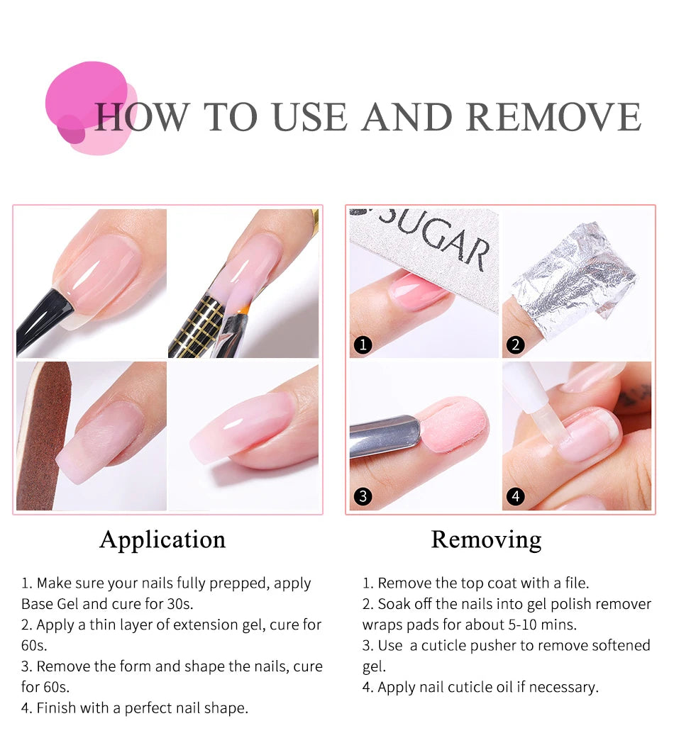 UR SUGAR 15ml Box Extension Nail Gel Jelly Pink White Clear UV Gel Hard Gel Extension Gel Nails Finger French Nail Art Manicure