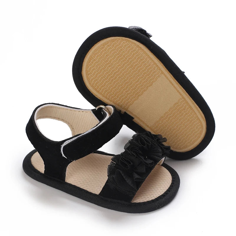 Baby Girls Sandals Soft Sole Summer Infant Wedding Dress Flat Shoes Beach Sandal Newborn Crib Shoes First Walkers
