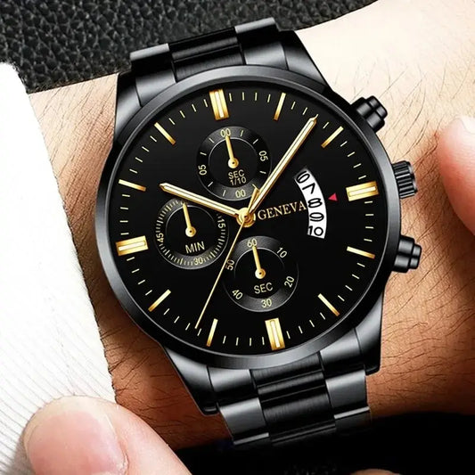 Men's Stainless Steel Luxury Calendar Quartz Watch – Business Wristwatch Montre Homme
