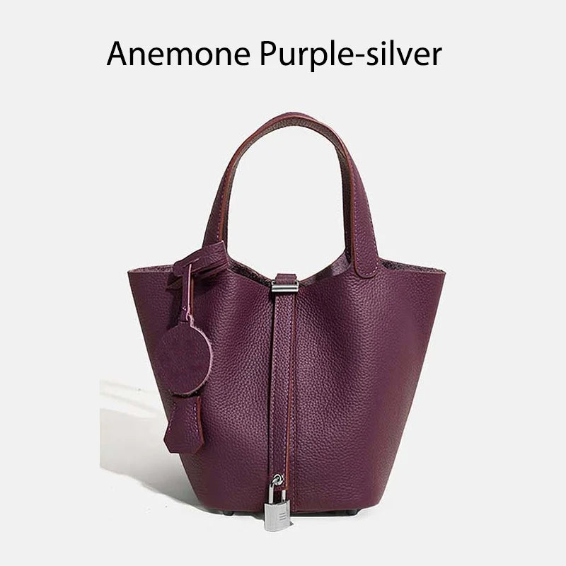 MENDY Genuine Leather Bucket Bag – Premium Large Tote Handbag for Women