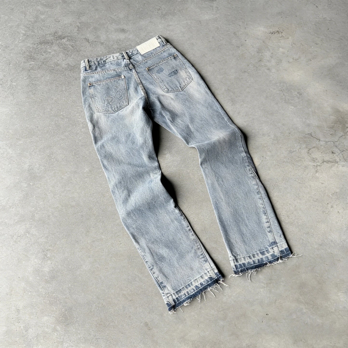 Y2K Vintage Slim Fit Jeans Trendy Washed Men Women Harajuku Hip Hop Straight Leg Pants Gothic Fringed Casual Micro Flared Pants
