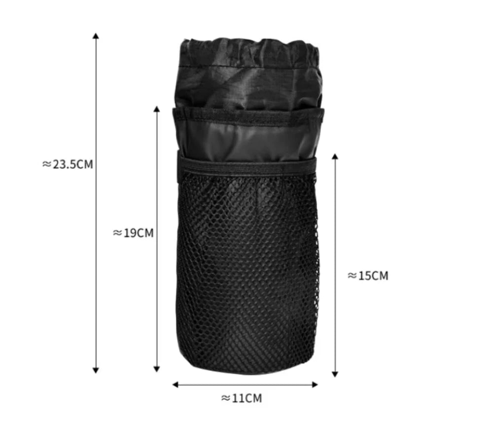 Universal bicycle insulated water bottle holder bag with mesh pocket suitable for walking off-road mountain biking