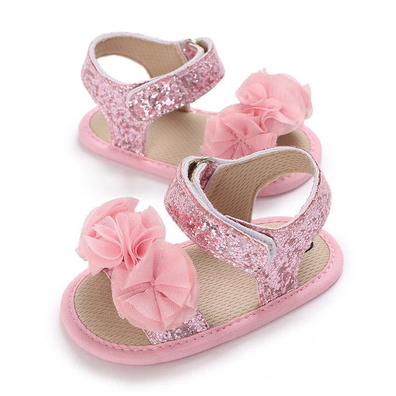 Baby Girls Sandals Soft Sole Summer Infant Wedding Dress Flat Shoes Beach Sandal Newborn Crib Shoes First Walkers