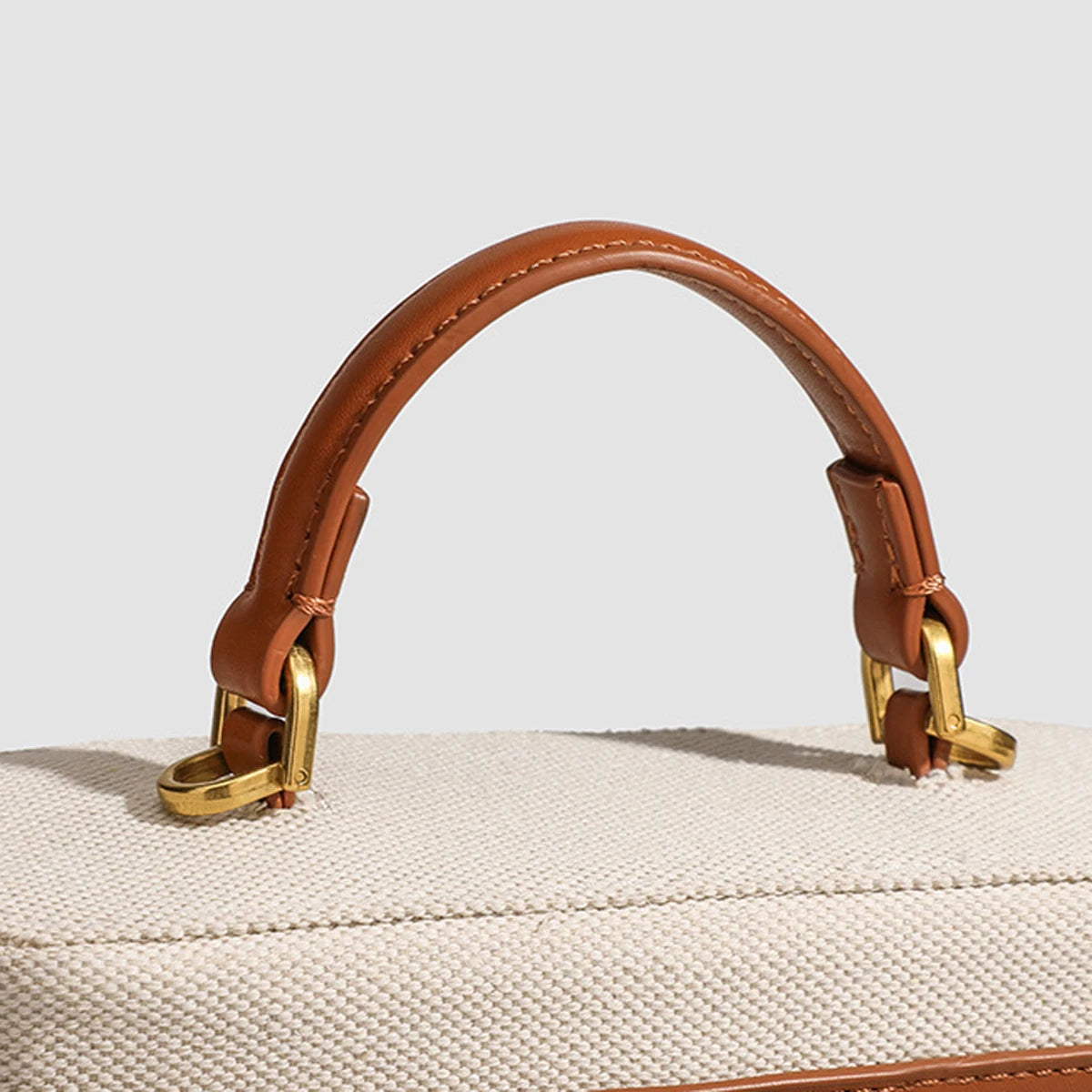 Women's Retro Canvas Spliced Lunch Box, Commuter Portable Shoulder Crossbody Small Square Bag, Adjustable Shoulder Strap