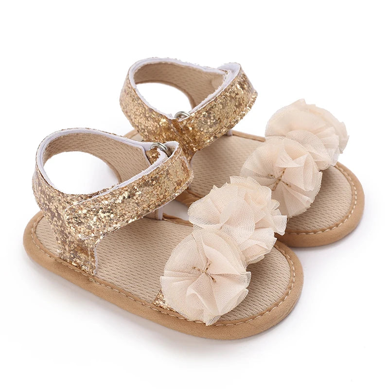 Baby Girls Sandals Soft Sole Summer Infant Wedding Dress Flat Shoes Beach Sandal Newborn Crib Shoes First Walkers