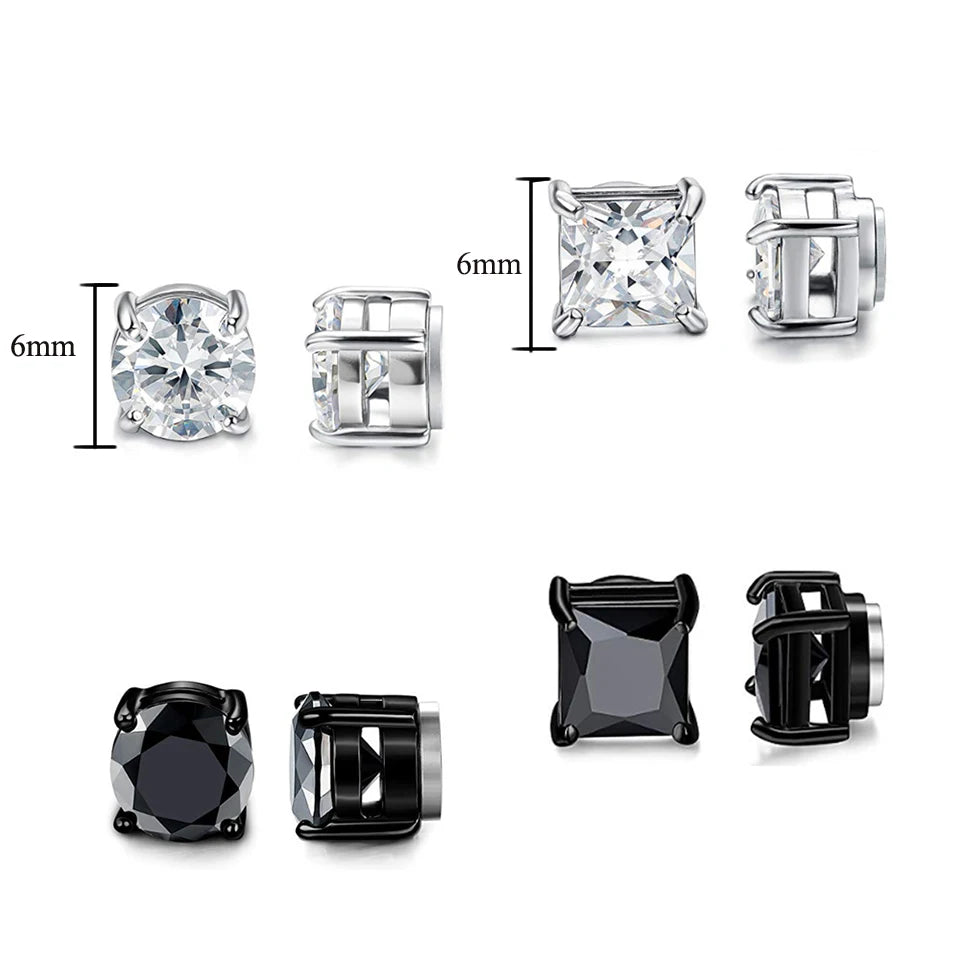 Punk round Zircon Magnetic Ear Studs Crystal CZ Non Piercing Jewelry for Men And Women Strong Magnet Clip Earrings