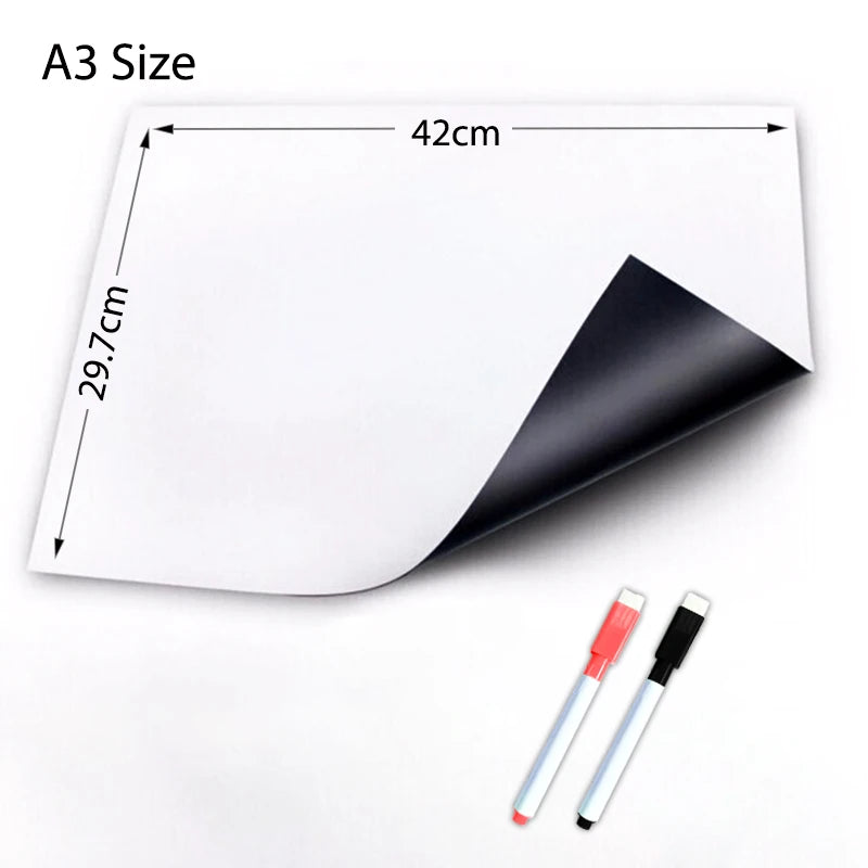 A3 Size Magnetic Whiteboard Dry Erase White Board, Fridge Stickers for Refrigerator Kitchen Planner Bulletin Board
