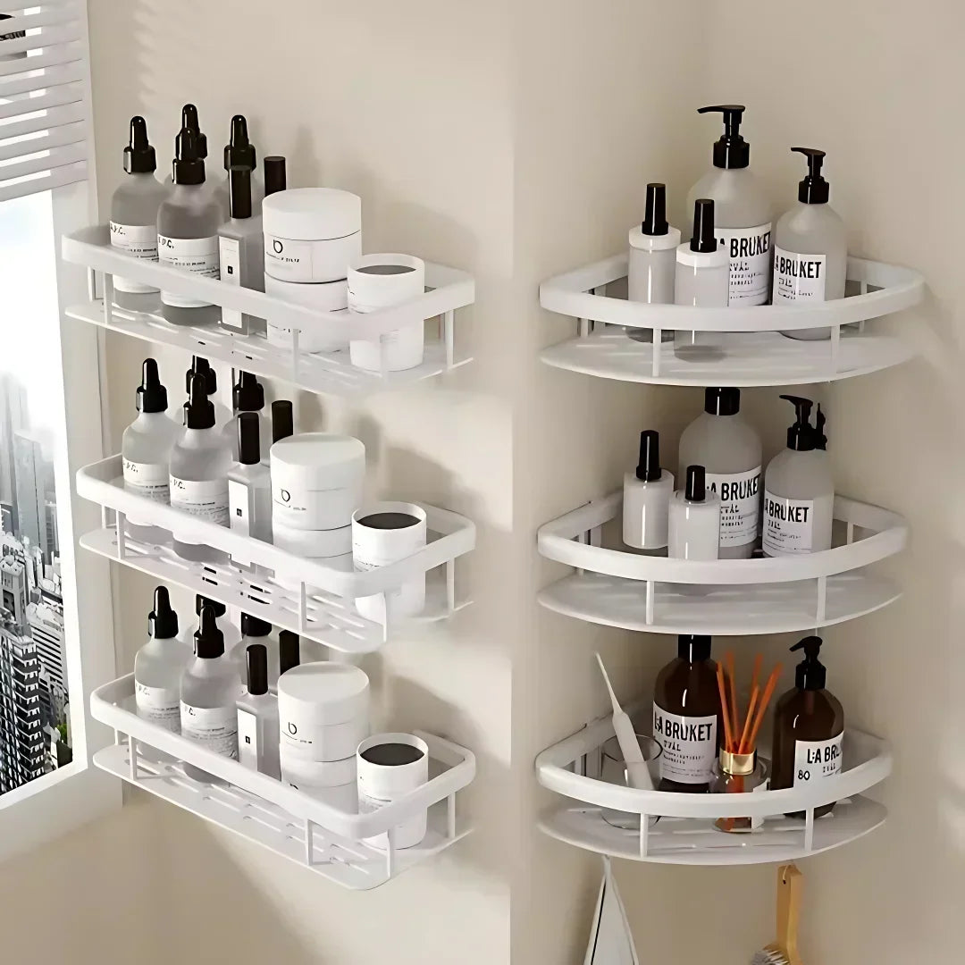 No-Drill Aluminium Shower Shelf – Bathroom Shampoo & Toiletry Storage Rack