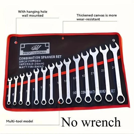 14-Pocket Tool Organiser Roll Bag – Durable Wrench Storage with Carry Handle