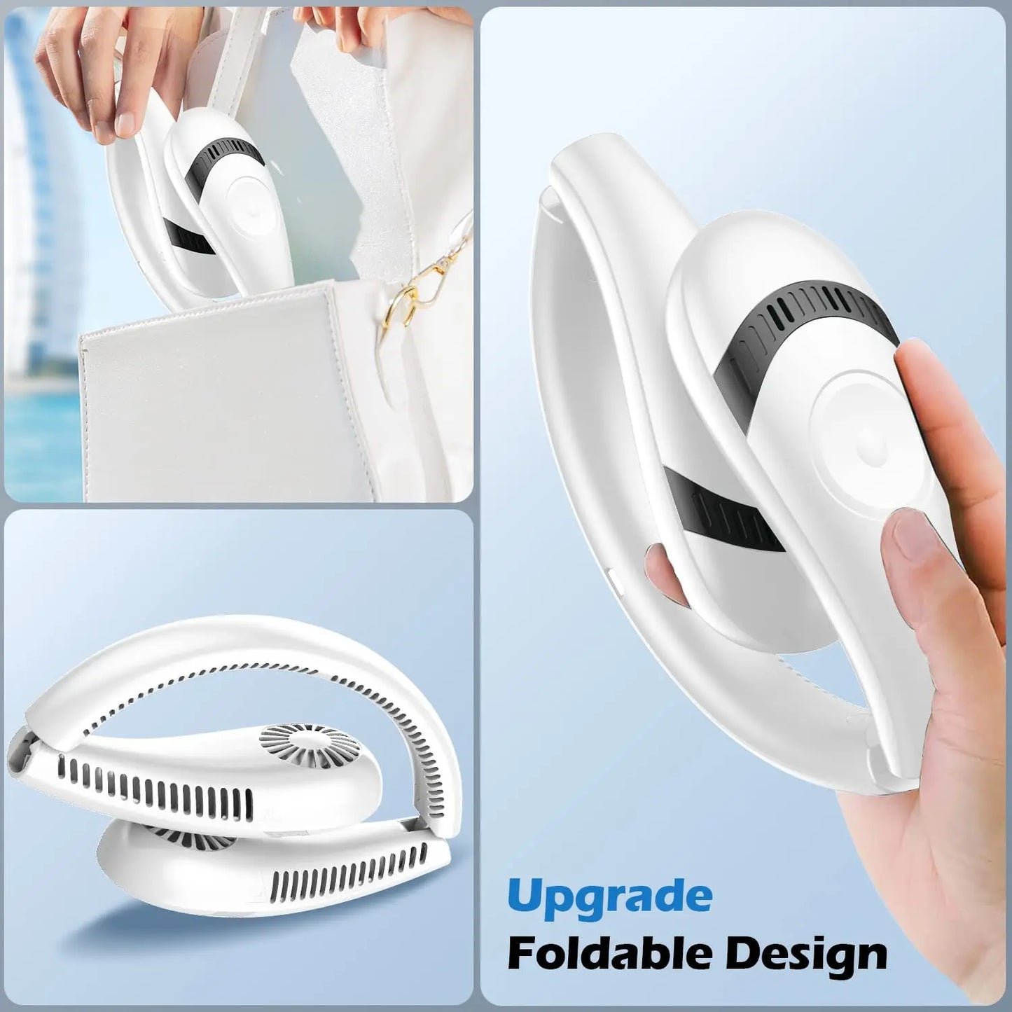 5000mAh Bladeless Neck Fan – USB Rechargeable Foldable Wearable Cooling Fan