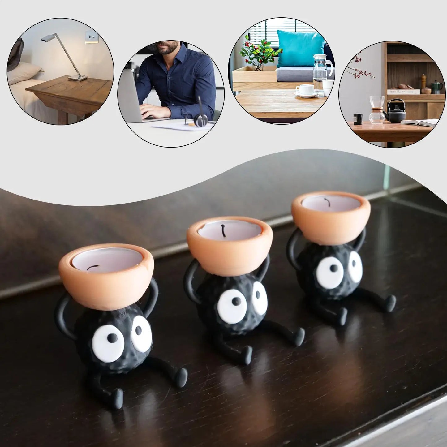 3D Printed Briquette Candlestick Holders – Cute Tea Light Candle Stand Set