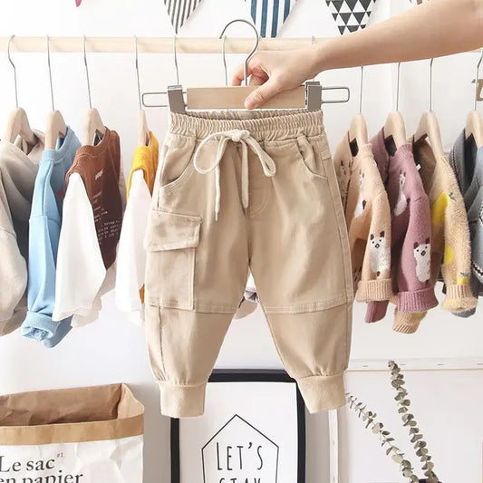 Boys' Cargo Pants – Solid Casual Sport Trousers Ages 2–8