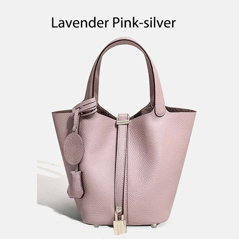 MENDY Genuine Leather Bucket Bag – Premium Large Tote Handbag for Women